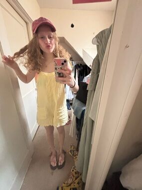 Billabong pastel yellow romper